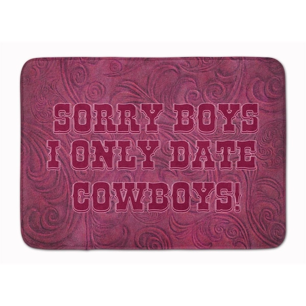 Carolines Treasures Sorry Boys I Only Date Cowboys in Pink Machine Washable Memory Foam Mat SB3062RUG - main